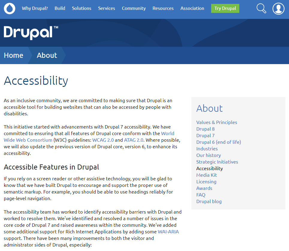 Drupals accessibility statement